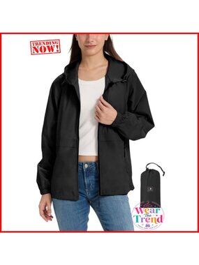 Lightweight Waterproof Packable Rain Jacket Hooded